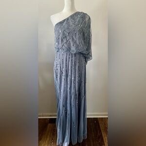 Adrianna Papell Embellished One Shoulder Gown